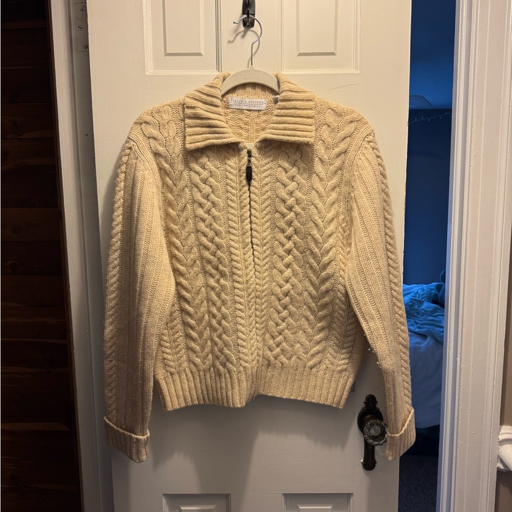 Valerie Stevens Cream Cable Knit Cardigan
